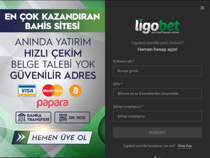 Ligobet Üyelik